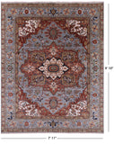 Blue Heriz Serapi Hand Knotted Wool Rug - 7' 11" X 9' 10" - Golden Nile