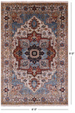 Ivory Heriz Serapi Hand Knotted Wool Rug - 6' 0" X 9' 0" - Golden Nile