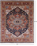 Blue Heriz Serapi Hand Knotted Wool Rug - 7' 9" X 10' 0" - Golden Nile