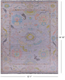 Grey Turkish Oushak Hand Knotted Wool Rug - 12' 1" X 14' 10" - Golden Nile