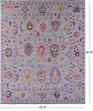 Grey Turkish Oushak Hand Knotted Wool Rug - 12' 2" X 14' 9" - Golden Nile