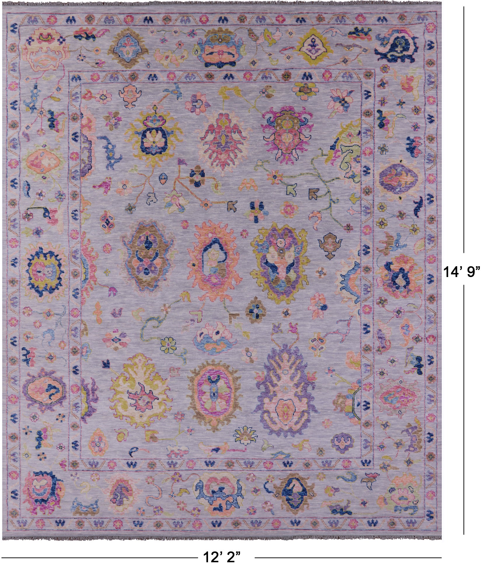 Grey Turkish Oushak Hand Knotted Wool Rug - 12' 2" X 14' 9" - Golden Nile