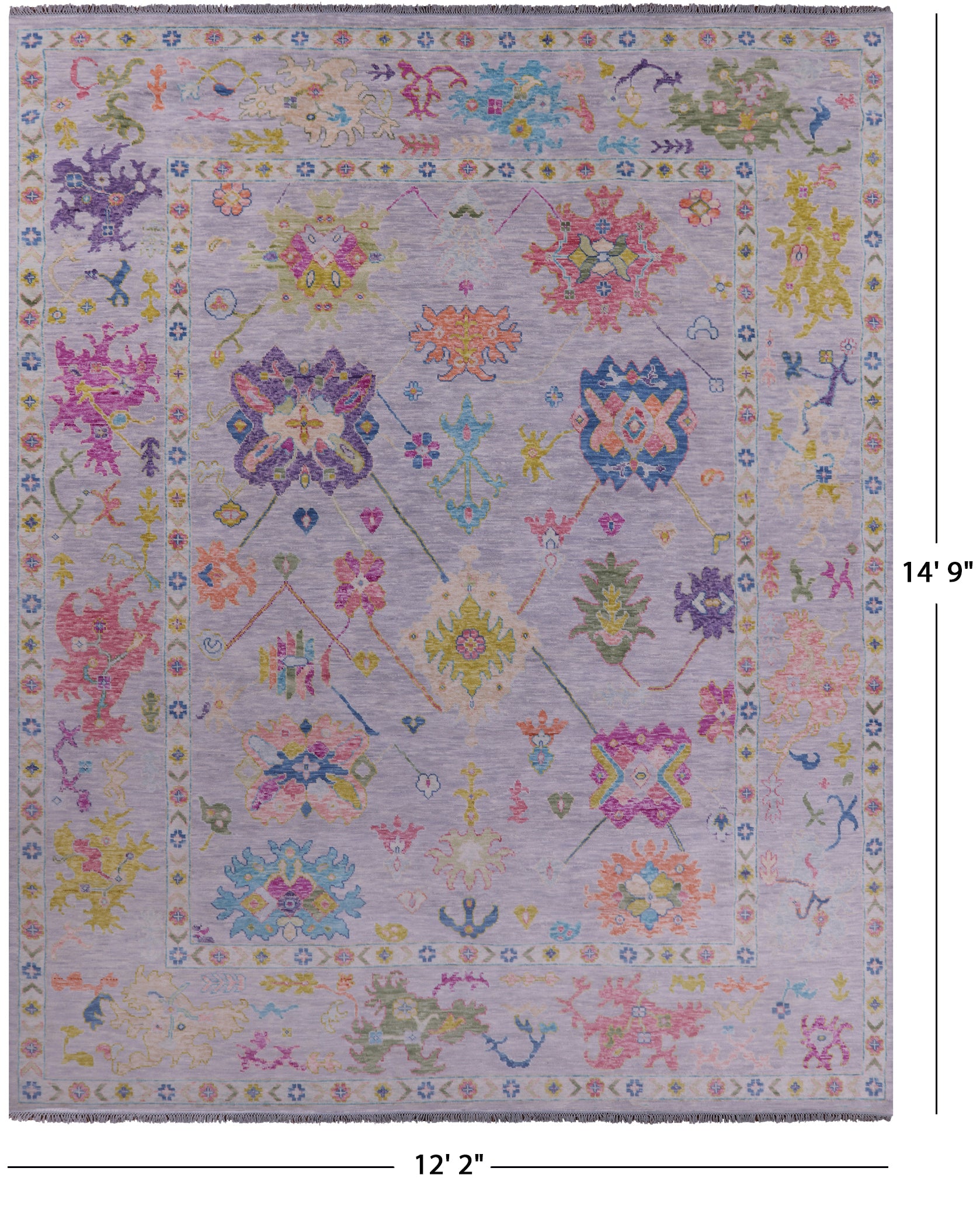 Grey Turkish Oushak Handmade Wool Rug - 12' 2" X 14' 9" - Golden Nile