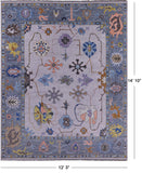 Grey Turkish Oushak Hand Knotted Wool Rug - 12' 3" X 14' 10" - Golden Nile