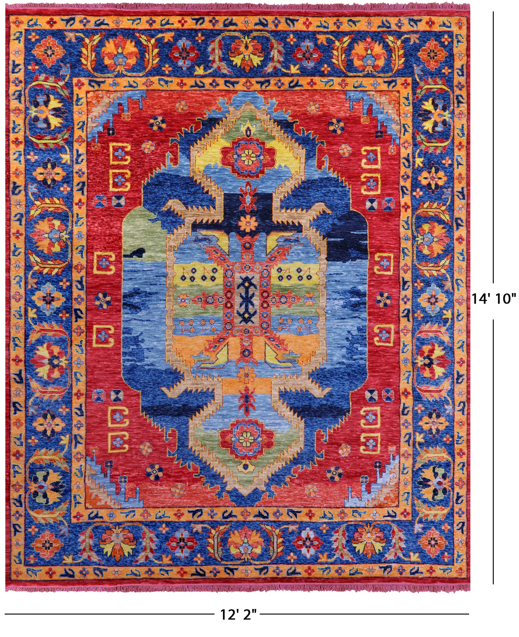 Heriz Serapi Hand Knotted Wool Rug - 12' 2" X 14' 10" - Golden Nile