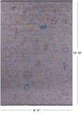 Silver Turkish Oushak Hand Knotted Wool Rug - 9' 11" X 13' 10" - Golden Nile