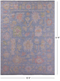 Blue Turkish Oushak Hand Knotted Wool Rug - 10' 0" X 13' 9" - Golden Nile