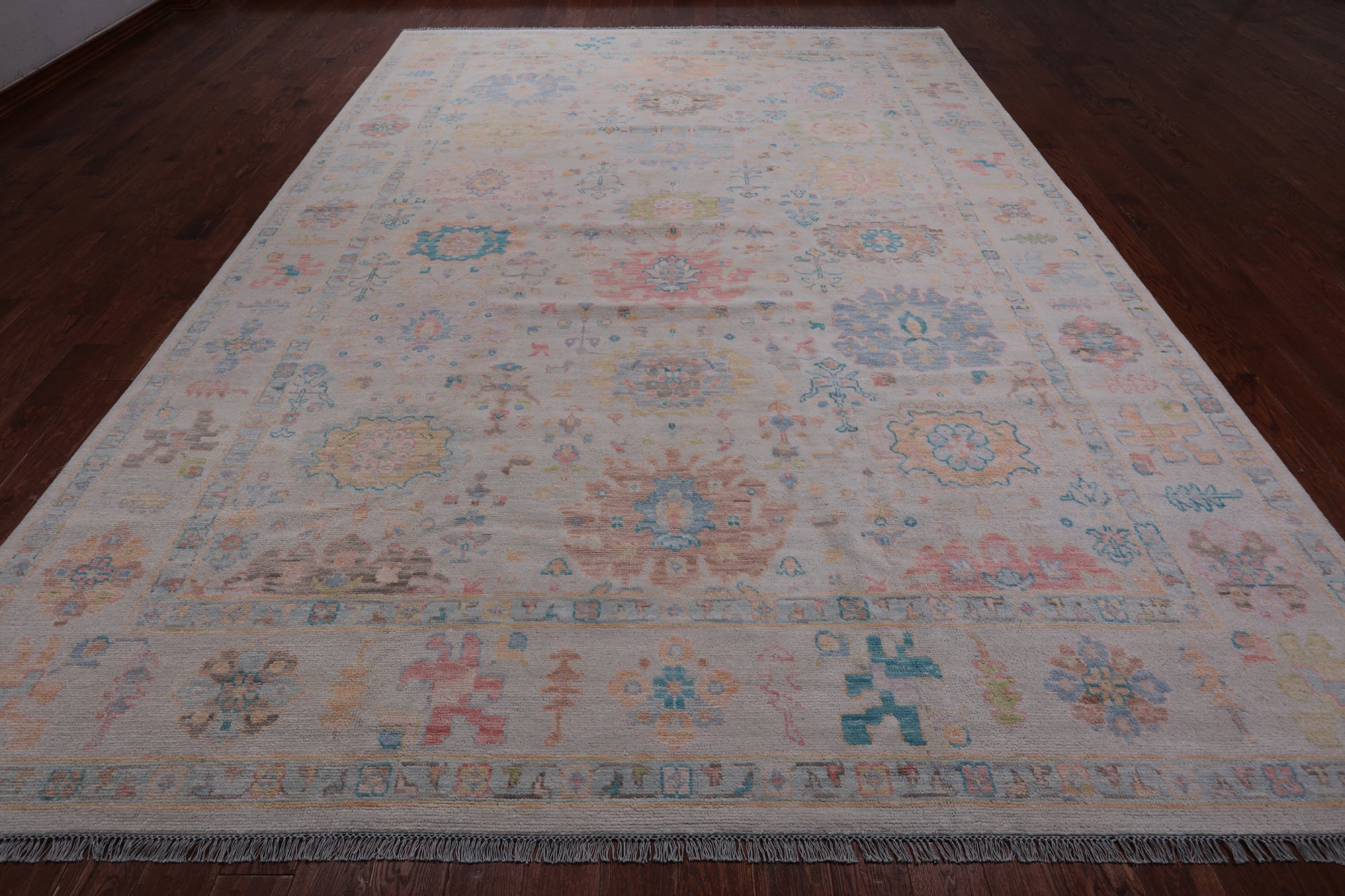 SUPER SALE Ivory Turkish Oushak Handmade Wool Rug - 10' 1" X 14' 0"