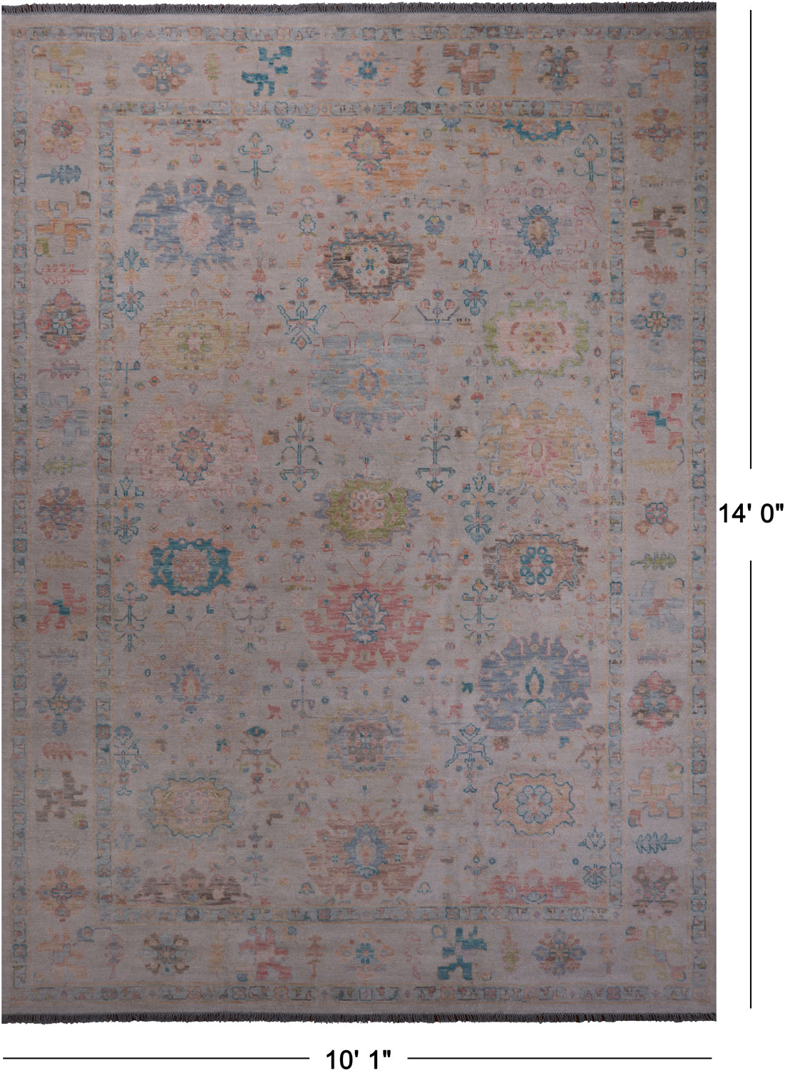 SUPER SALE Ivory Turkish Oushak Handmade Wool Rug - 10' 1" X 14' 0"