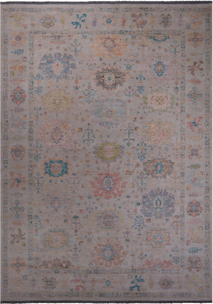 SUPER SALE Ivory Turkish Oushak Handmade Wool Rug - 10' 1" X 14' 0"