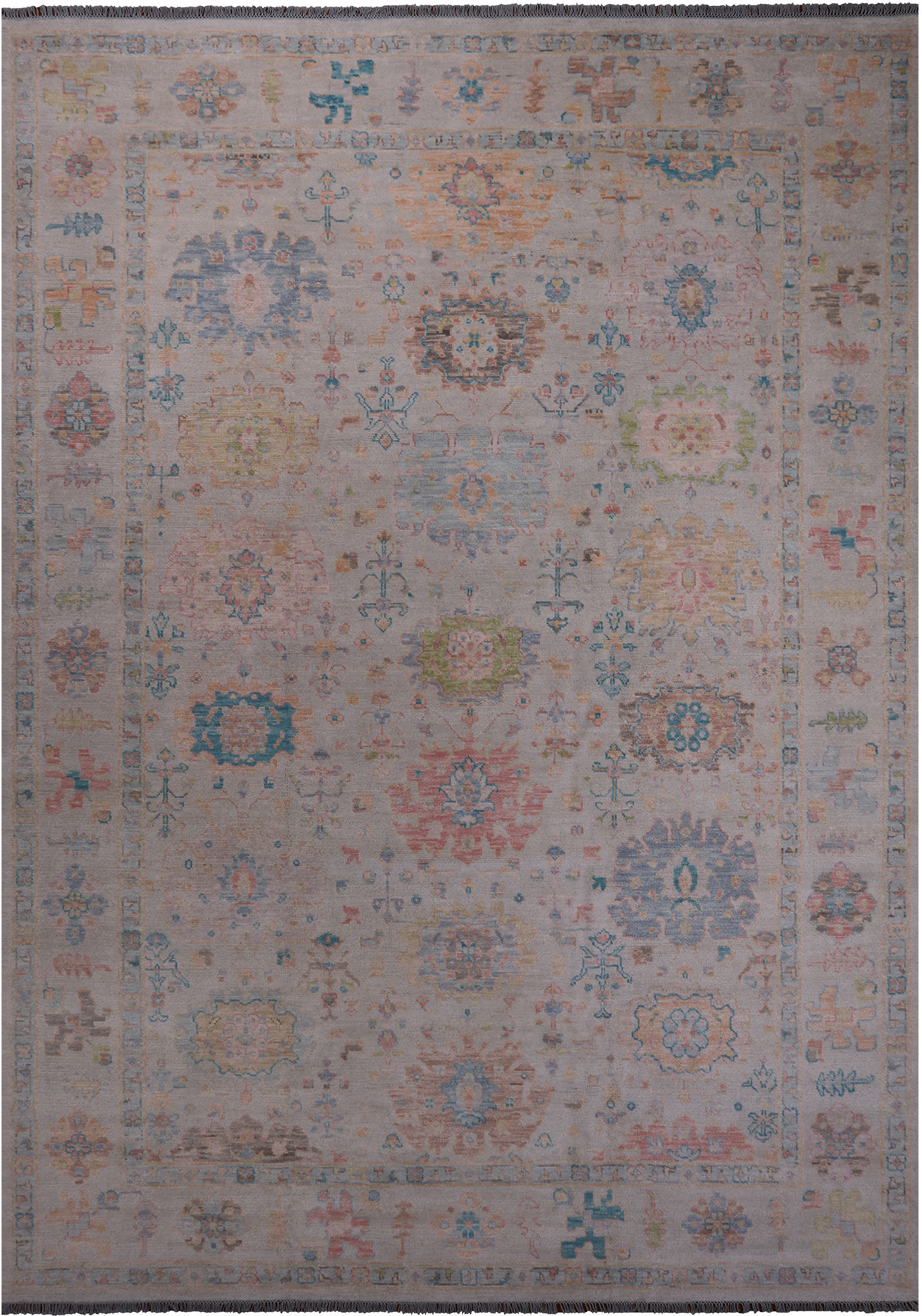 SUPER SALE Ivory Turkish Oushak Handmade Wool Rug - 10' 1" X 14' 0"