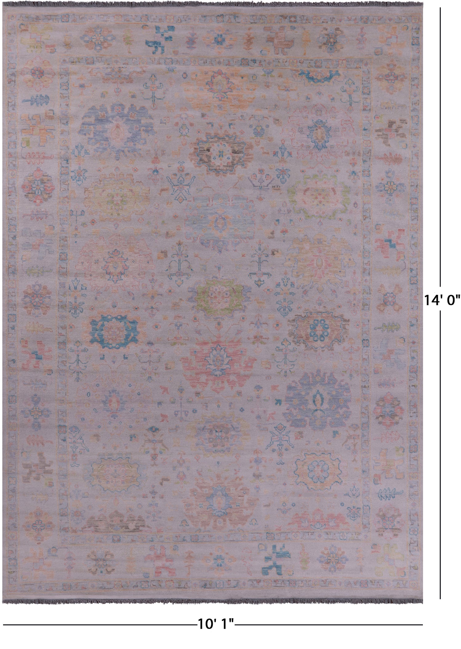 Ivory Turkish Oushak Handmade Wool Rug - 10' 1" X 14' 0" - Golden Nile