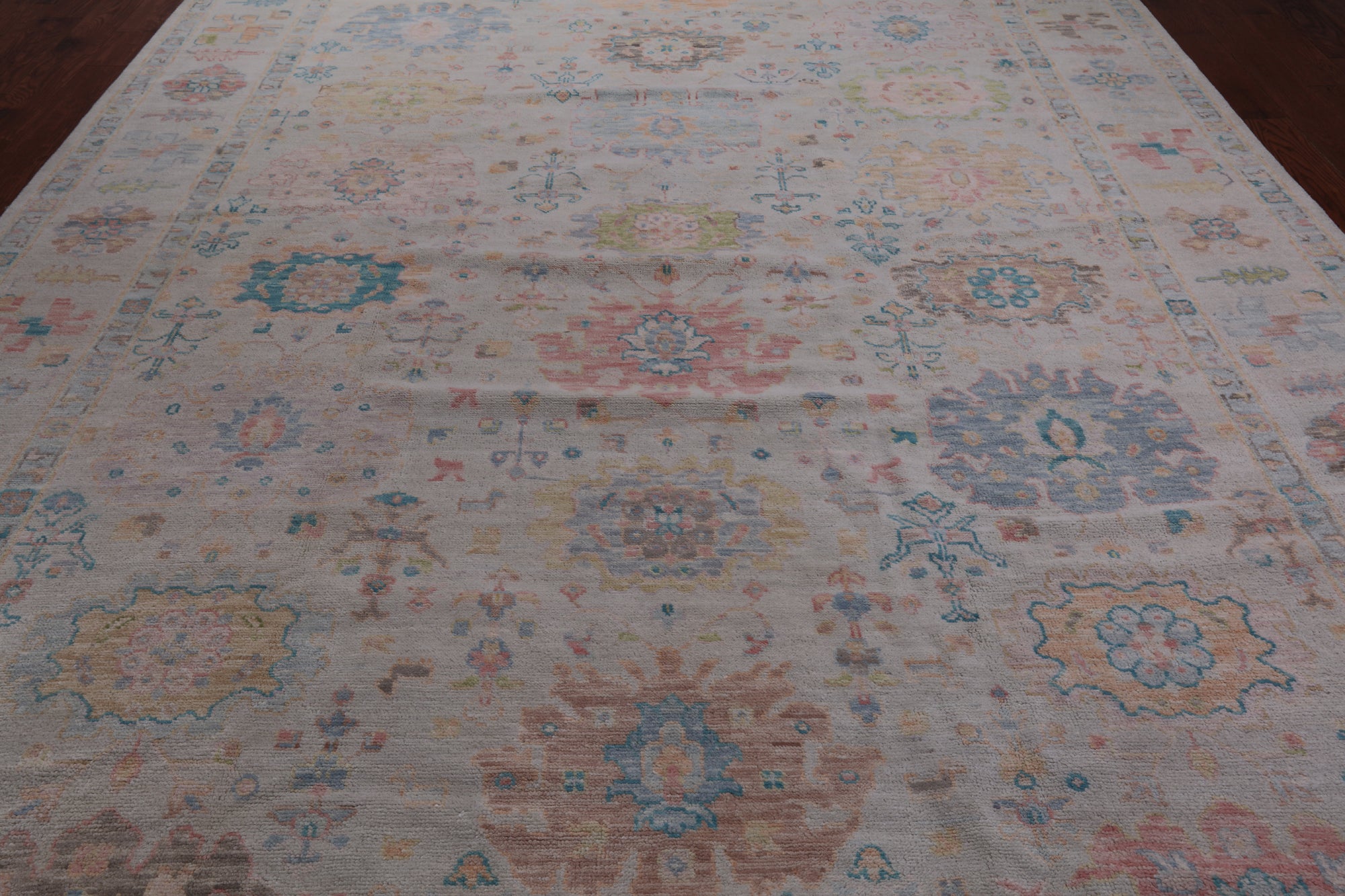 SUPER SALE Ivory Turkish Oushak Handmade Wool Rug - 10' 1" X 14' 0"