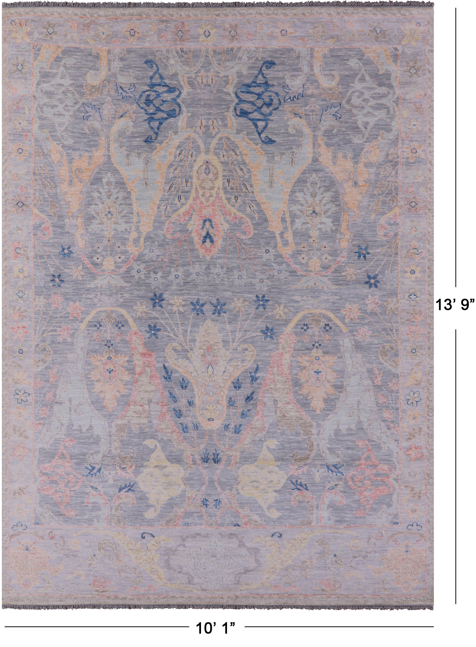 Grey Turkish Oushak Handmade Wool Rug - 10' 1" X 13' 9" - Golden Nile