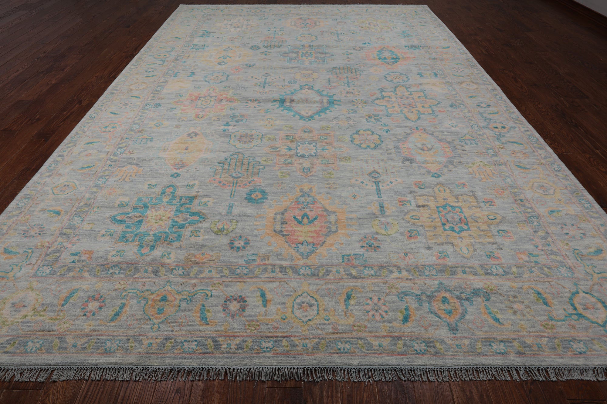 Grey Kazak Hand Knotted Wool Rug - 10' 2" X 14' 0"