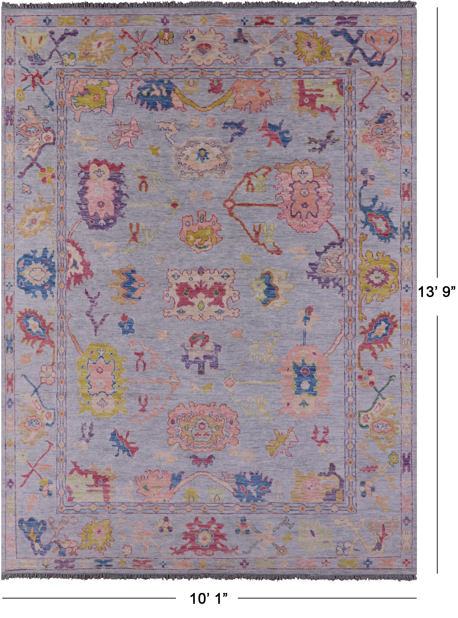 Grey Turkish Oushak Hand Knotted Wool Rug - 10' 1" X 13' 9" - Golden Nile