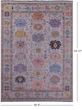 Grey Turkish Oushak Hand Knotted Wool Rug - 10' 2" X 13' 11" - Golden Nile