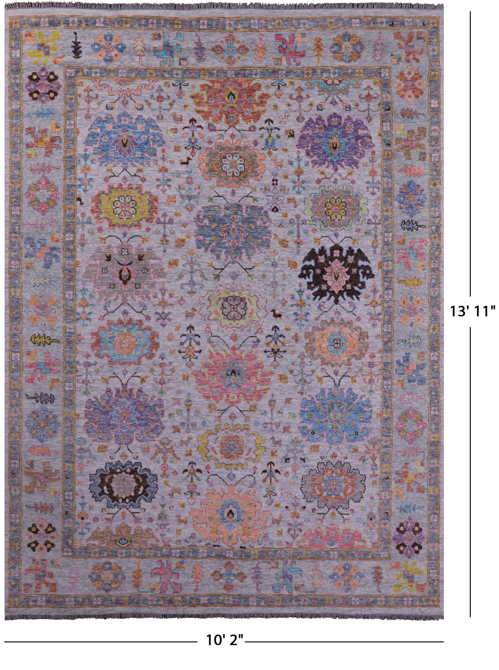 Grey Turkish Oushak Hand Knotted Wool Rug - 10' 2" X 13' 11" - Golden Nile