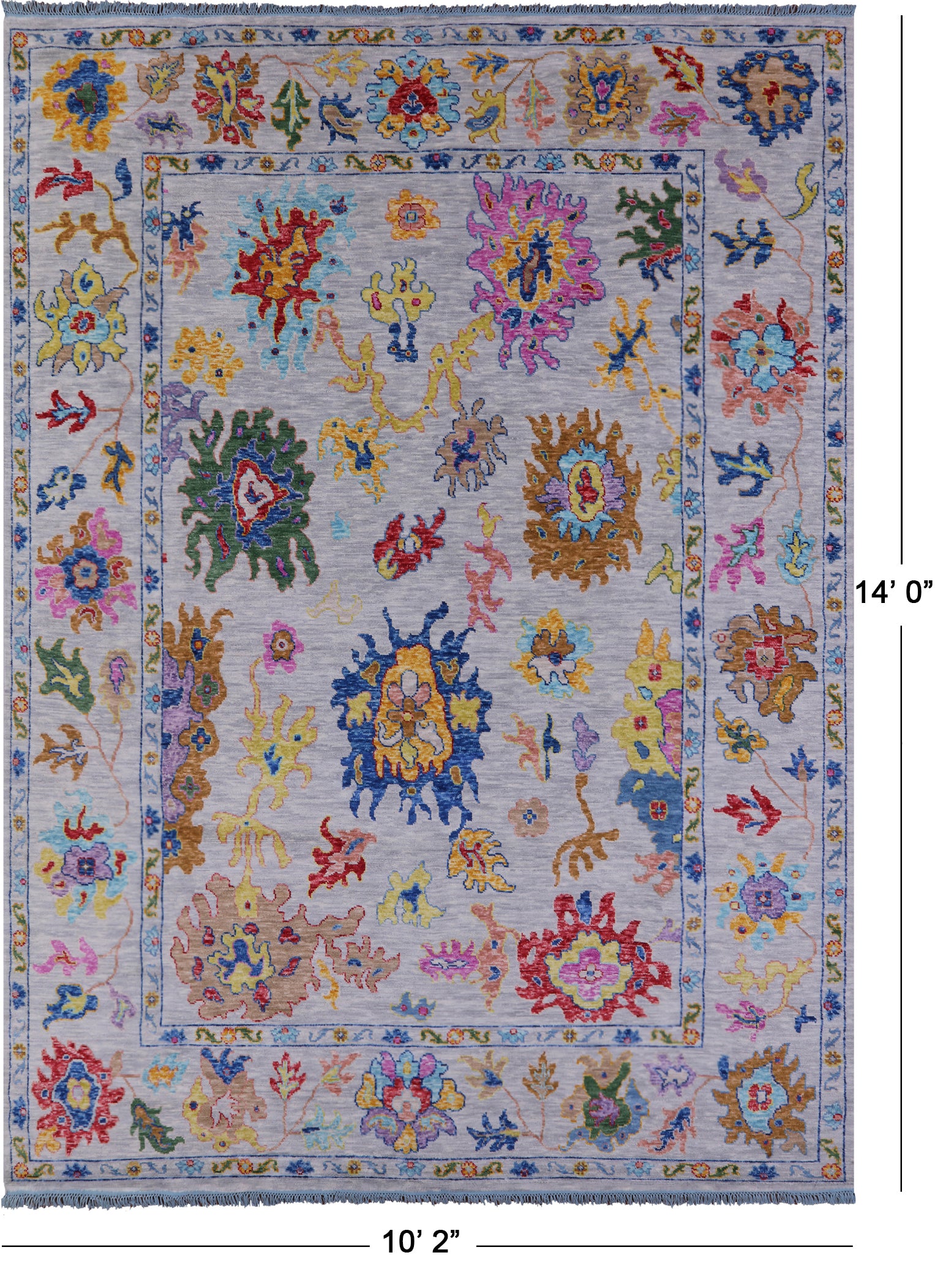 Grey Turkish Oushak Hand Knotted Wool Rug - 10' 2" X 14' 0" - Golden Nile