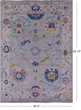 Grey Turkish Oushak Hand Knotted Wool Rug - 10' 2" X 13' 11" - Golden Nile
