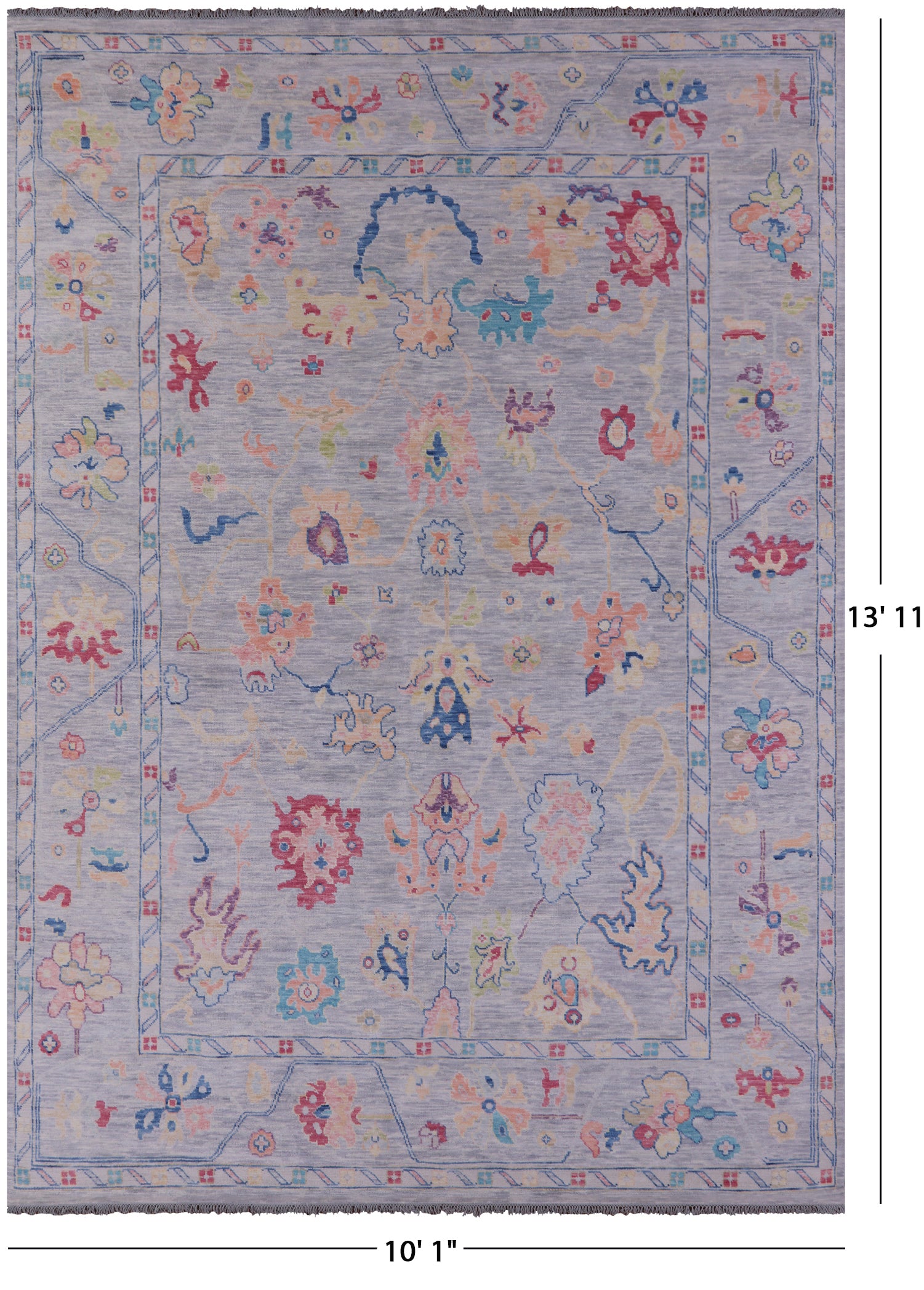 Grey Turkish Oushak Hand Knotted Wool Rug - 10' 1" X 13' 11" - Golden Nile