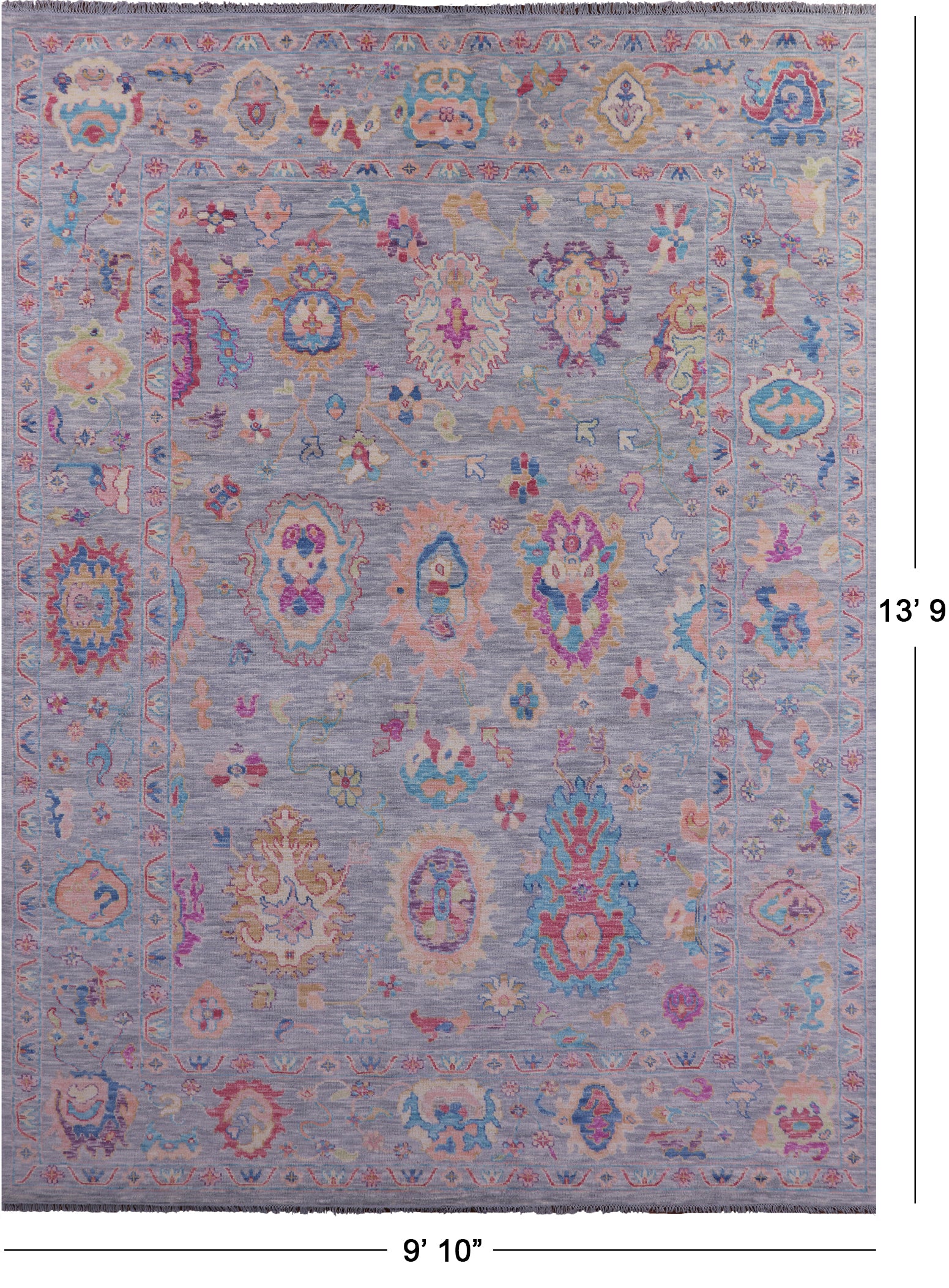 Grey Turkish Oushak Hand Knotted Wool Rug - 9' 10" X 13' 9" - Golden Nile