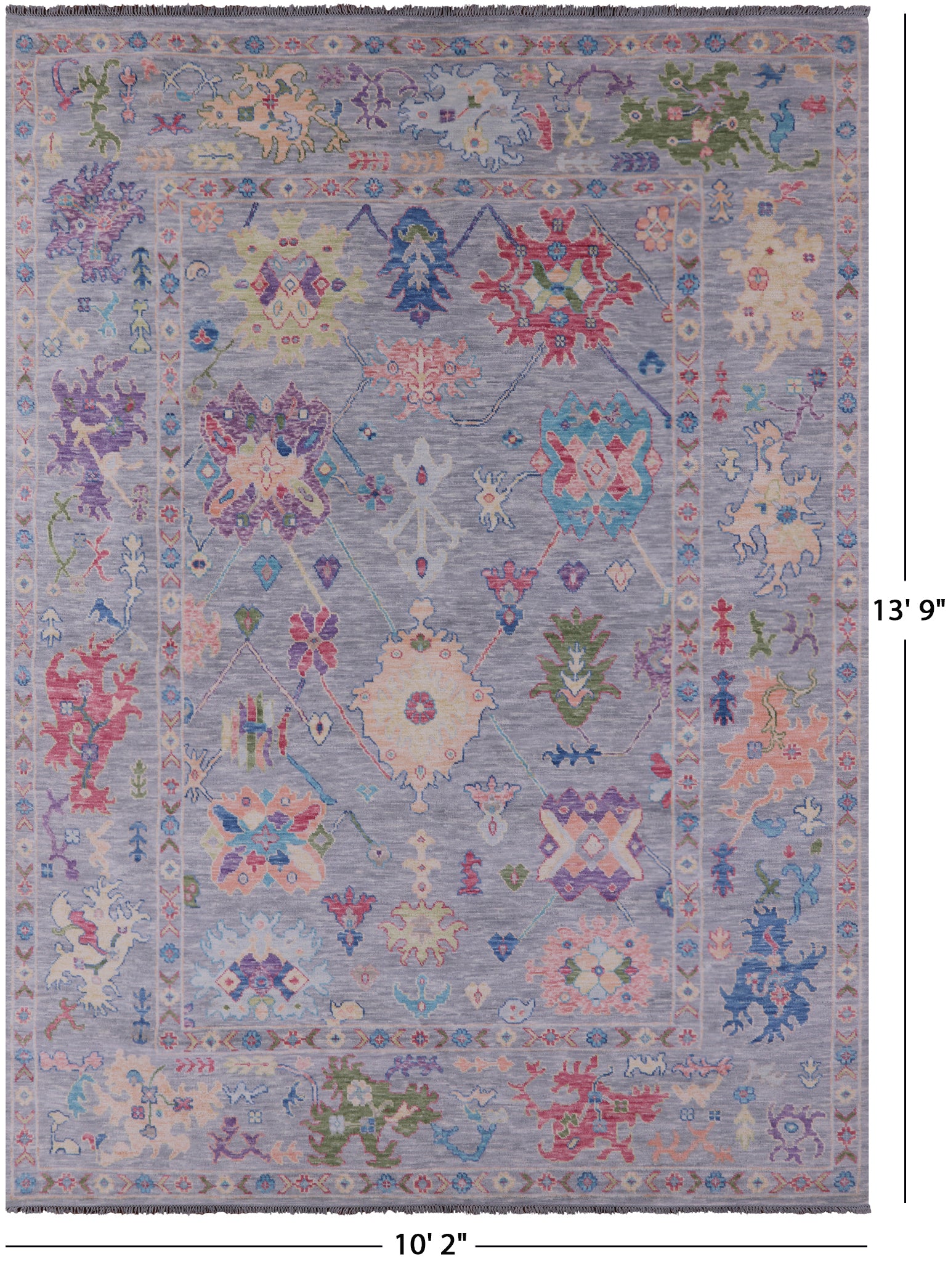 Grey Turkish Oushak Handmade Wool Rug - 10' 2" X 13' 9" - Golden Nile