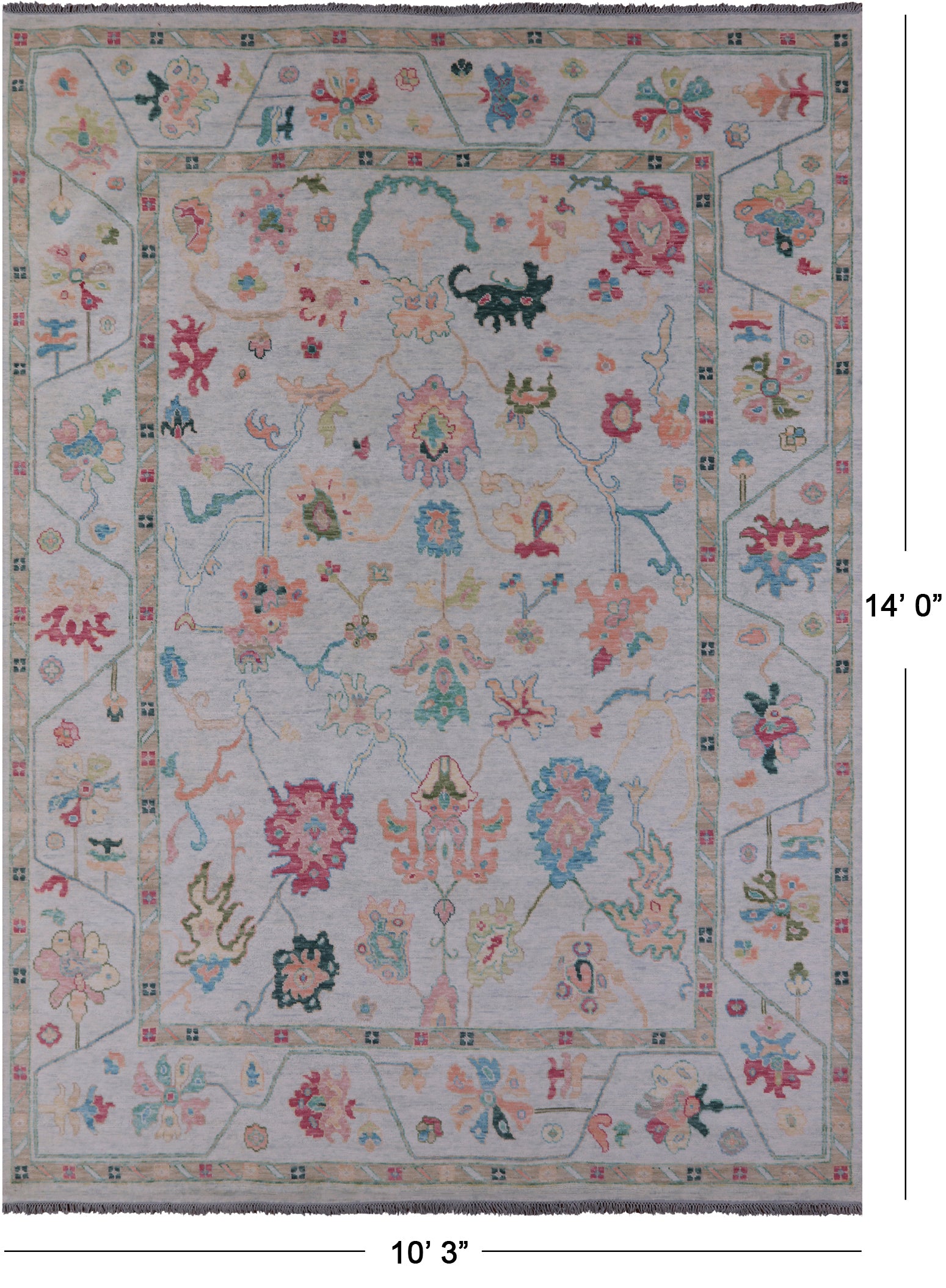 Turkish Oushak Hand Knotted Wool Rug - 10' 3" X 14' 0" - Golden Nile