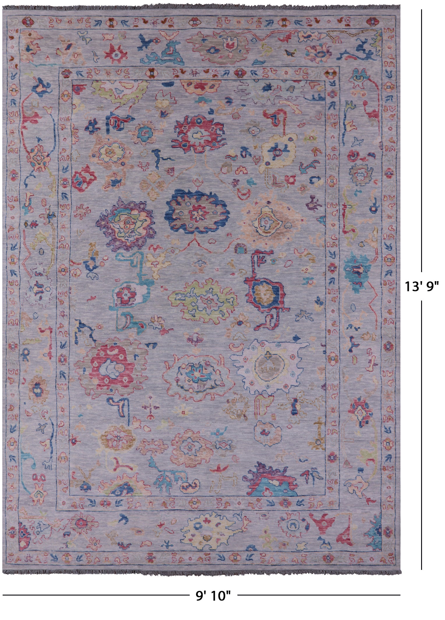 Grey Turkish Oushak Handmade Wool Rug - 9' 10" X 13' 9" - Golden Nile