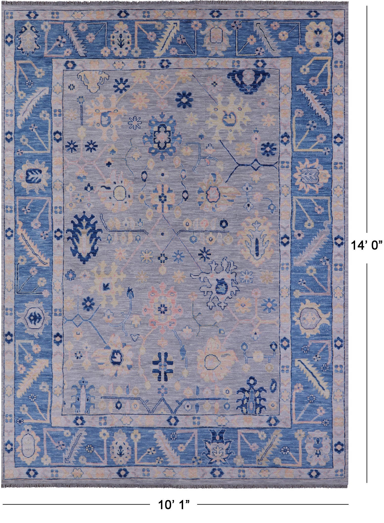 Grey Turkish Oushak Handmade Wool Rug - 10' 1" X 14' 0" - Golden Nile
