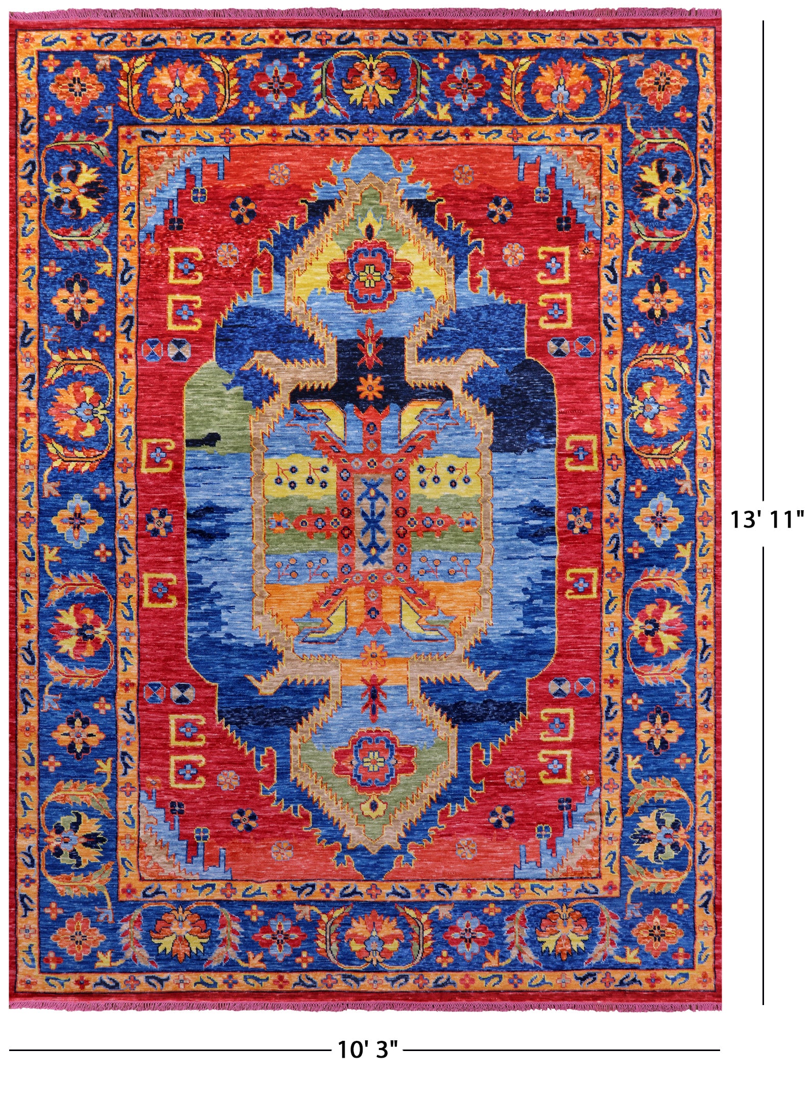 Heriz Serapi Hand Knotted Wool Rug - 10' 3" X 13' 11" - Golden Nile