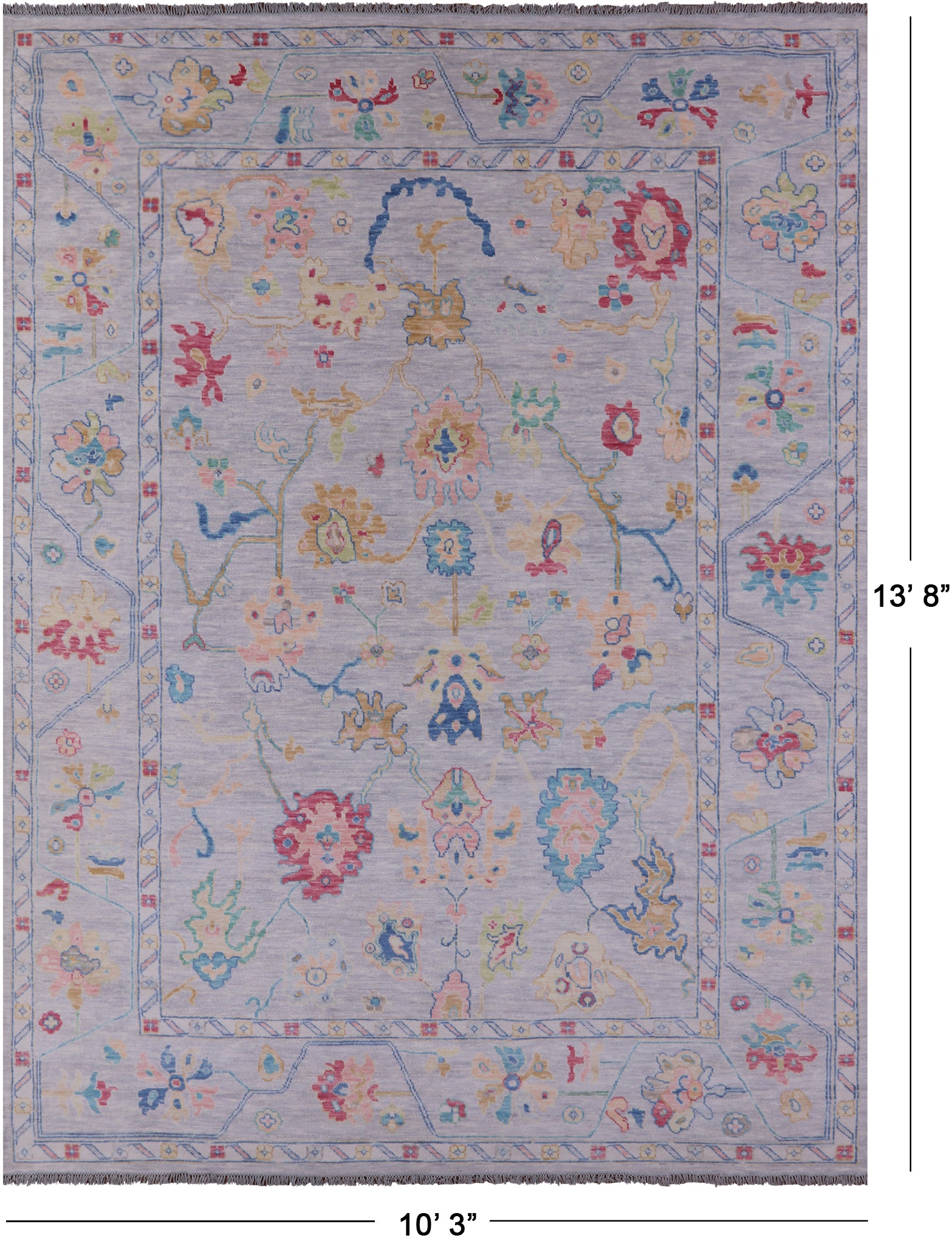 Grey Turkish Oushak Hand Knotted Wool Rug - 10' 3" X 13' 8" - Golden Nile