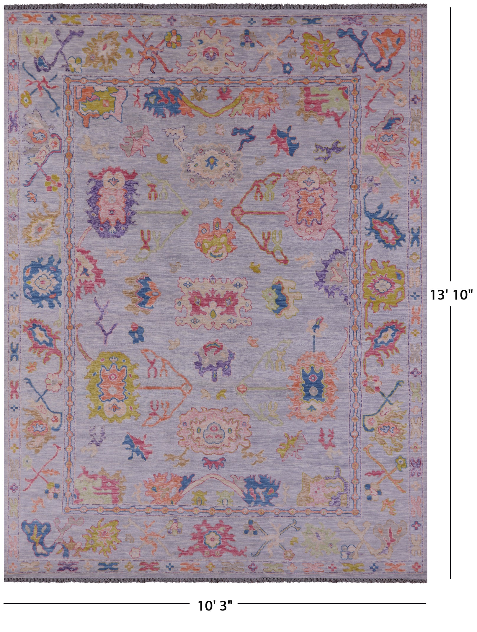Grey Turkish Oushak Hand Knotted Wool Rug - 10' 3" X 13' 10" - Golden Nile