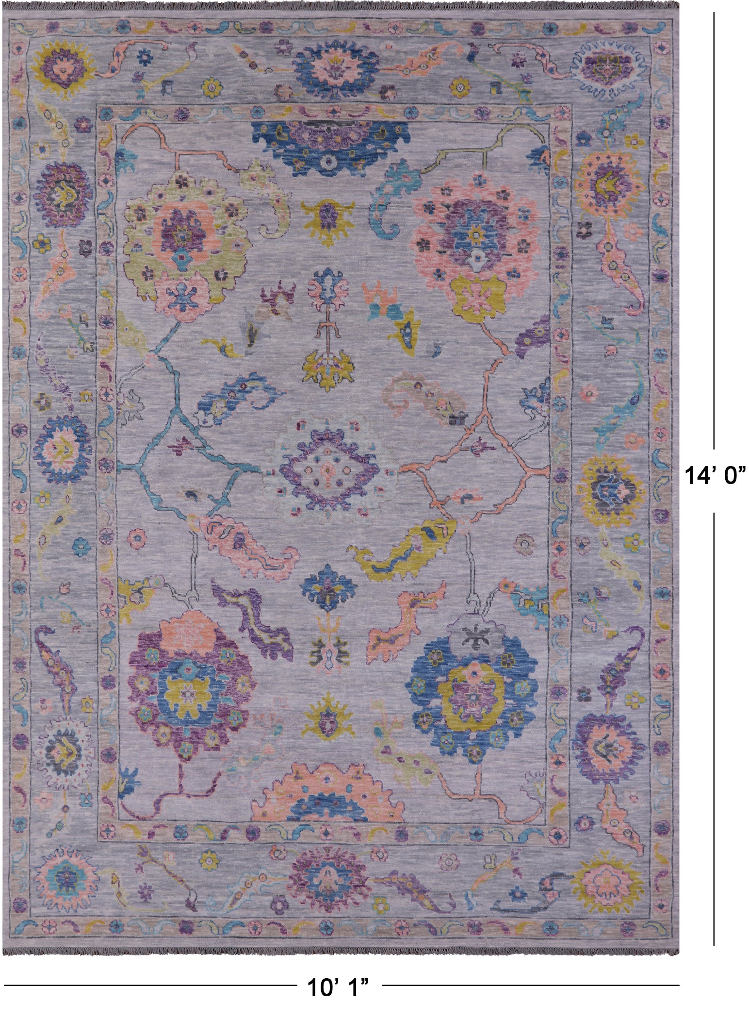 Grey Turkish Oushak Hand Knotted Wool Rug - 10' 1" X 14' 0" - Golden Nile