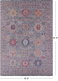 Grey Kazak Hand Knotted Wool Rug - 10' 0" X 14' 0" - Golden Nile
