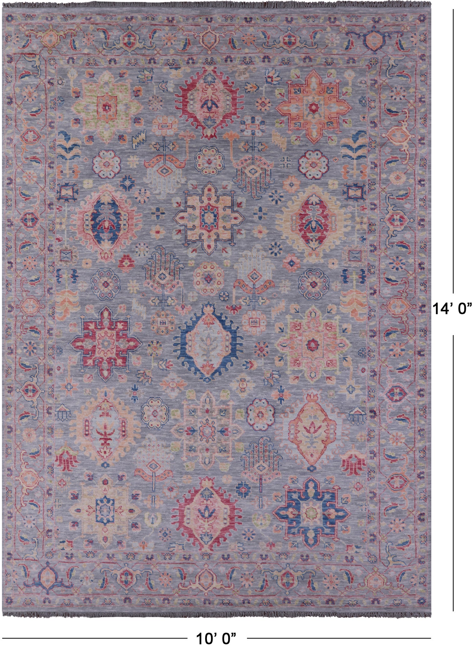 Grey Kazak Hand Knotted Wool Rug - 10' 0" X 14' 0" - Golden Nile