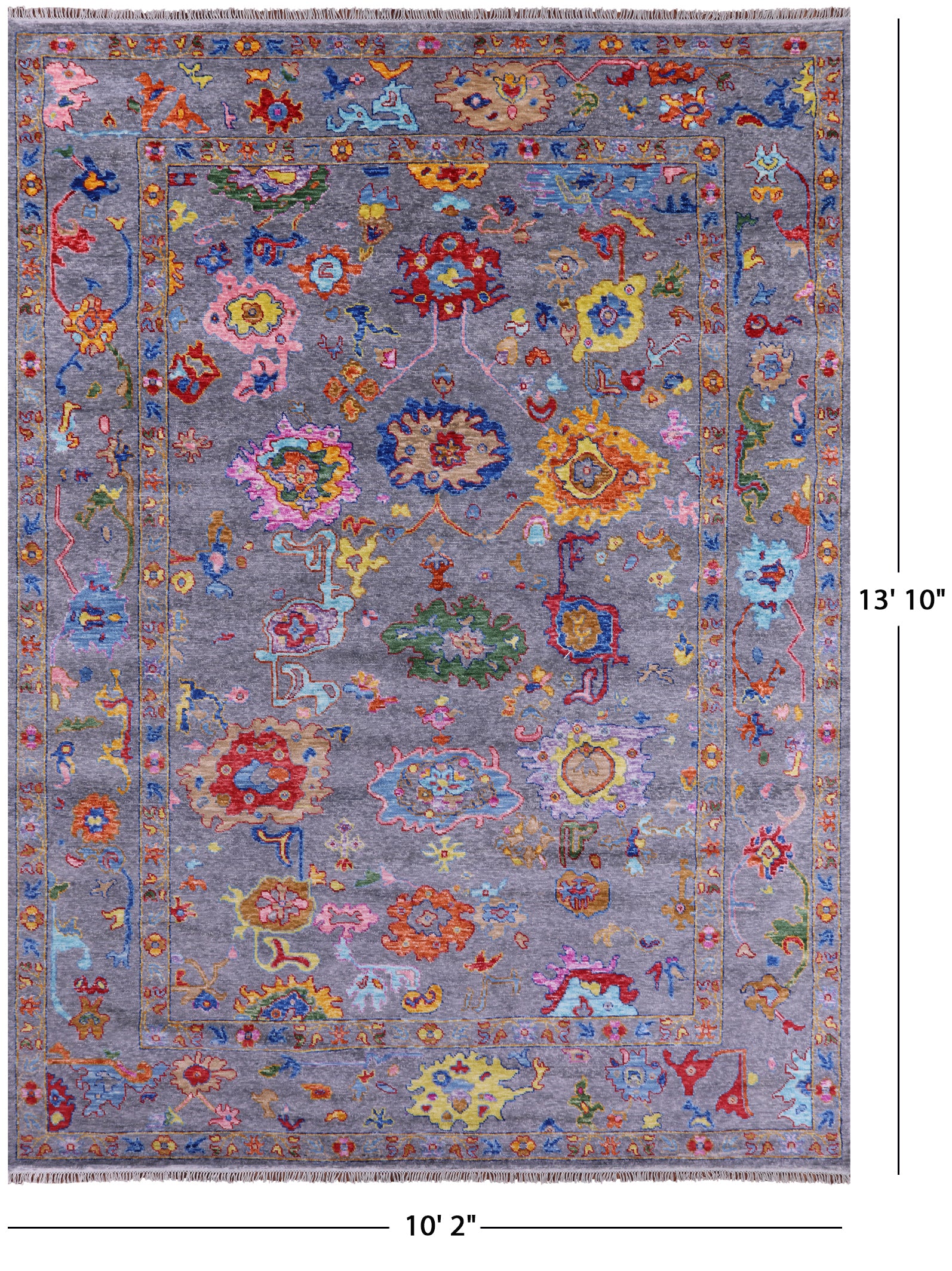 Grey Turkish Oushak Hand Knotted Wool Rug - 10' 2" X 13' 10" - Golden Nile