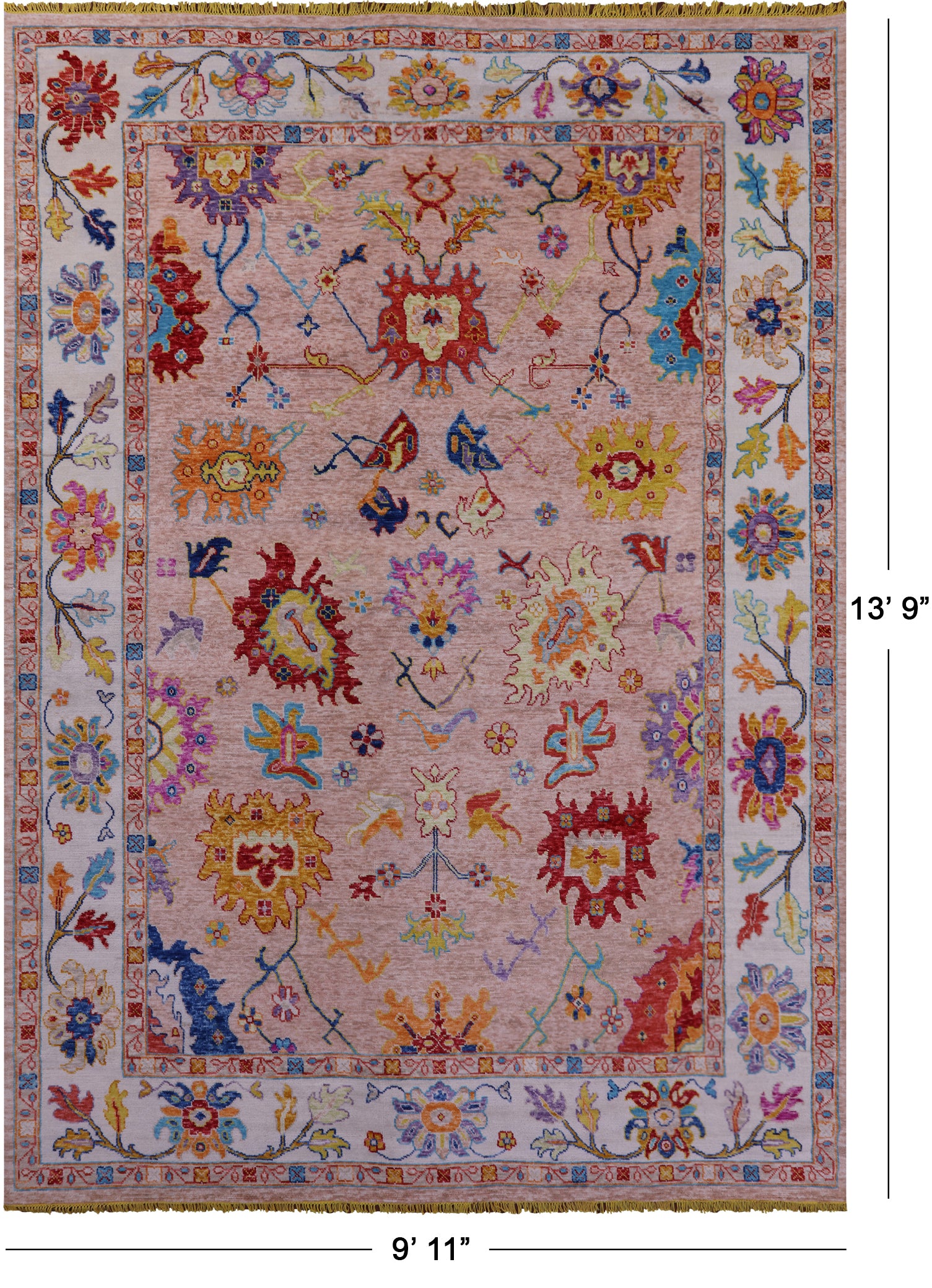 Turkish Oushak Hand Knotted Wool Rug - 9' 11" X 13' 9" - Golden Nile