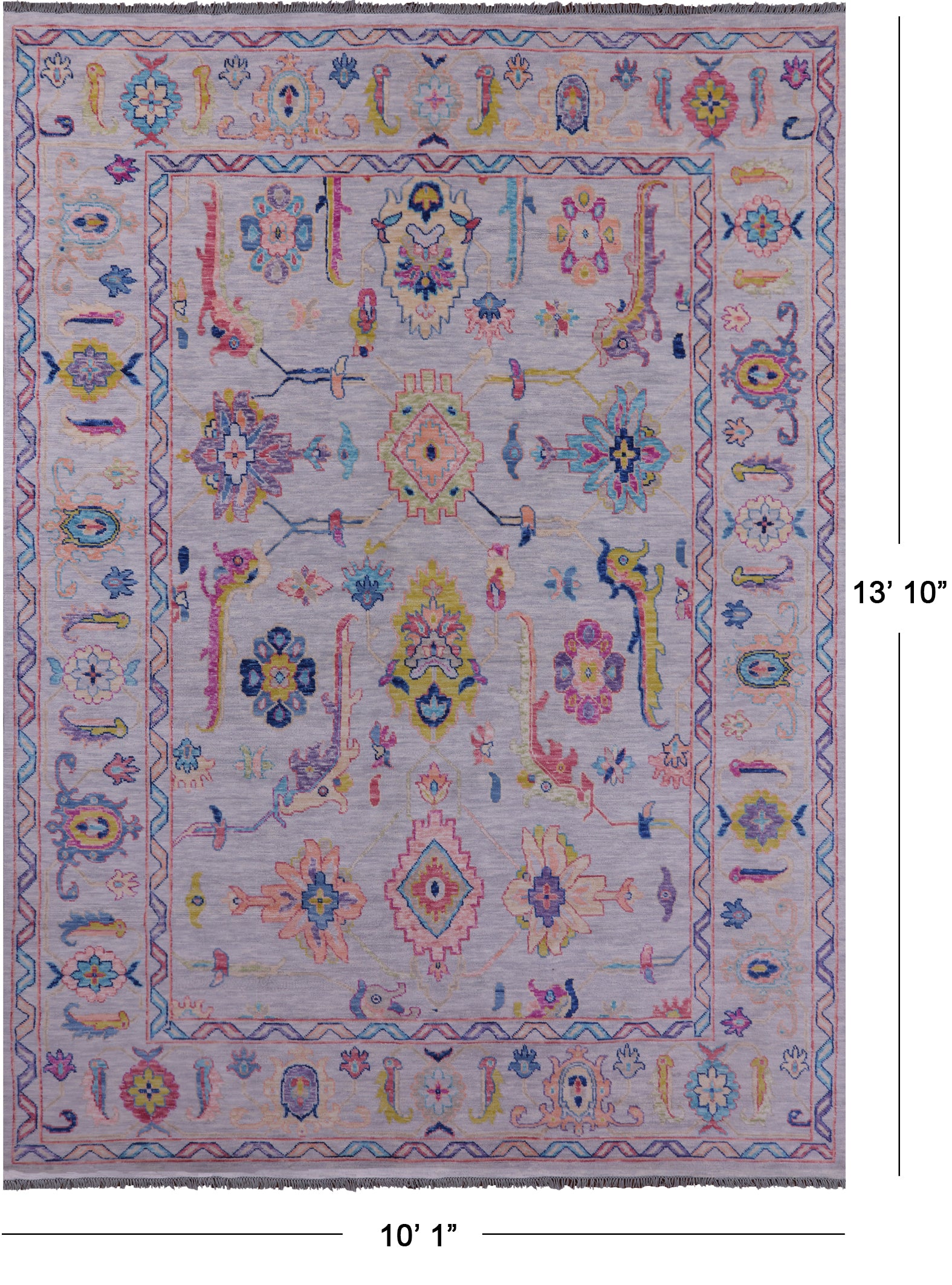 Grey Turkish Oushak Hand Knotted Wool Rug - 10' 1" X 13' 10" - Golden Nile