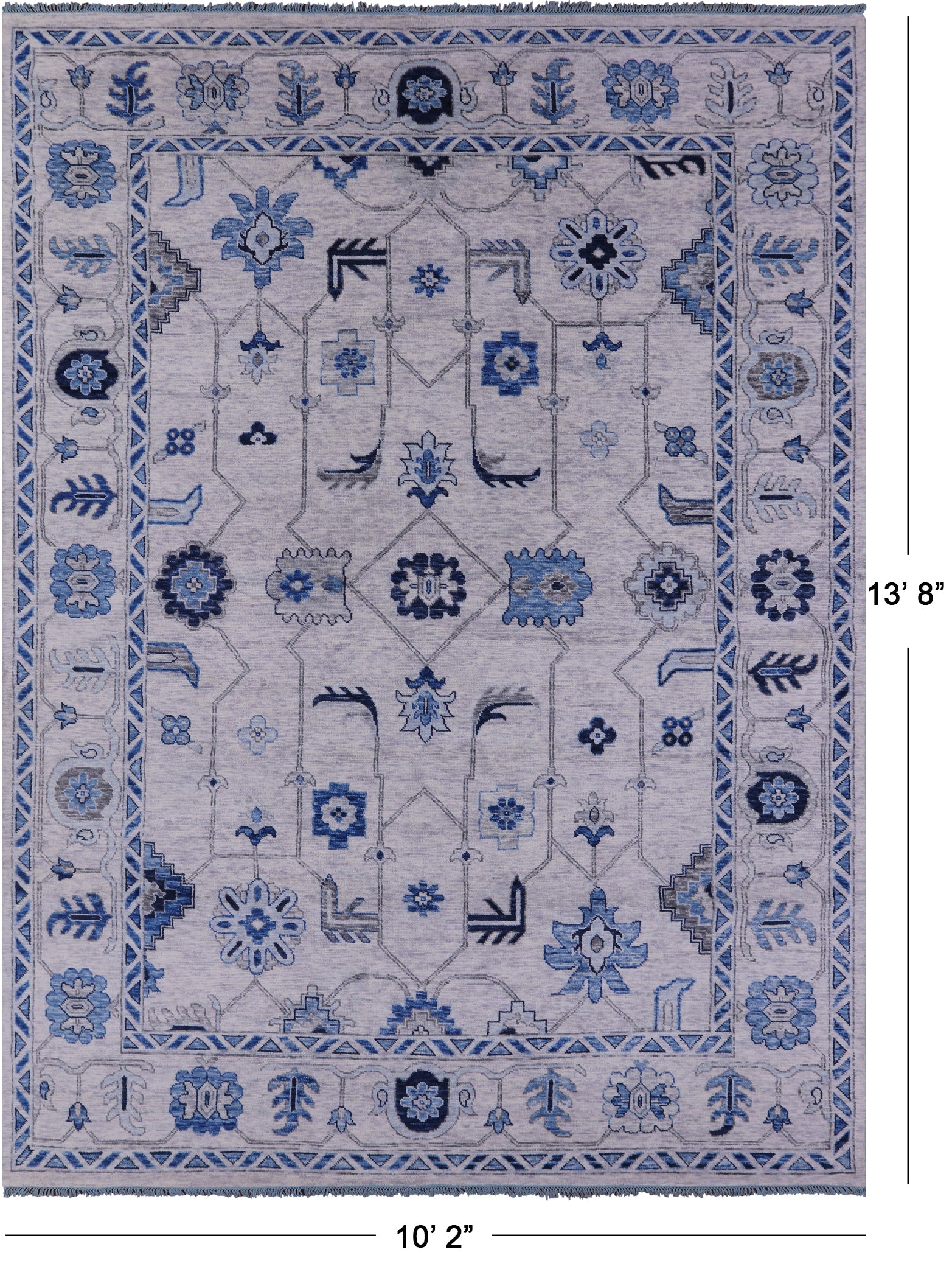 Grey Turkish Oushak Hand Knotted Wool Rug - 10' 2" X 13' 8" - Golden Nile