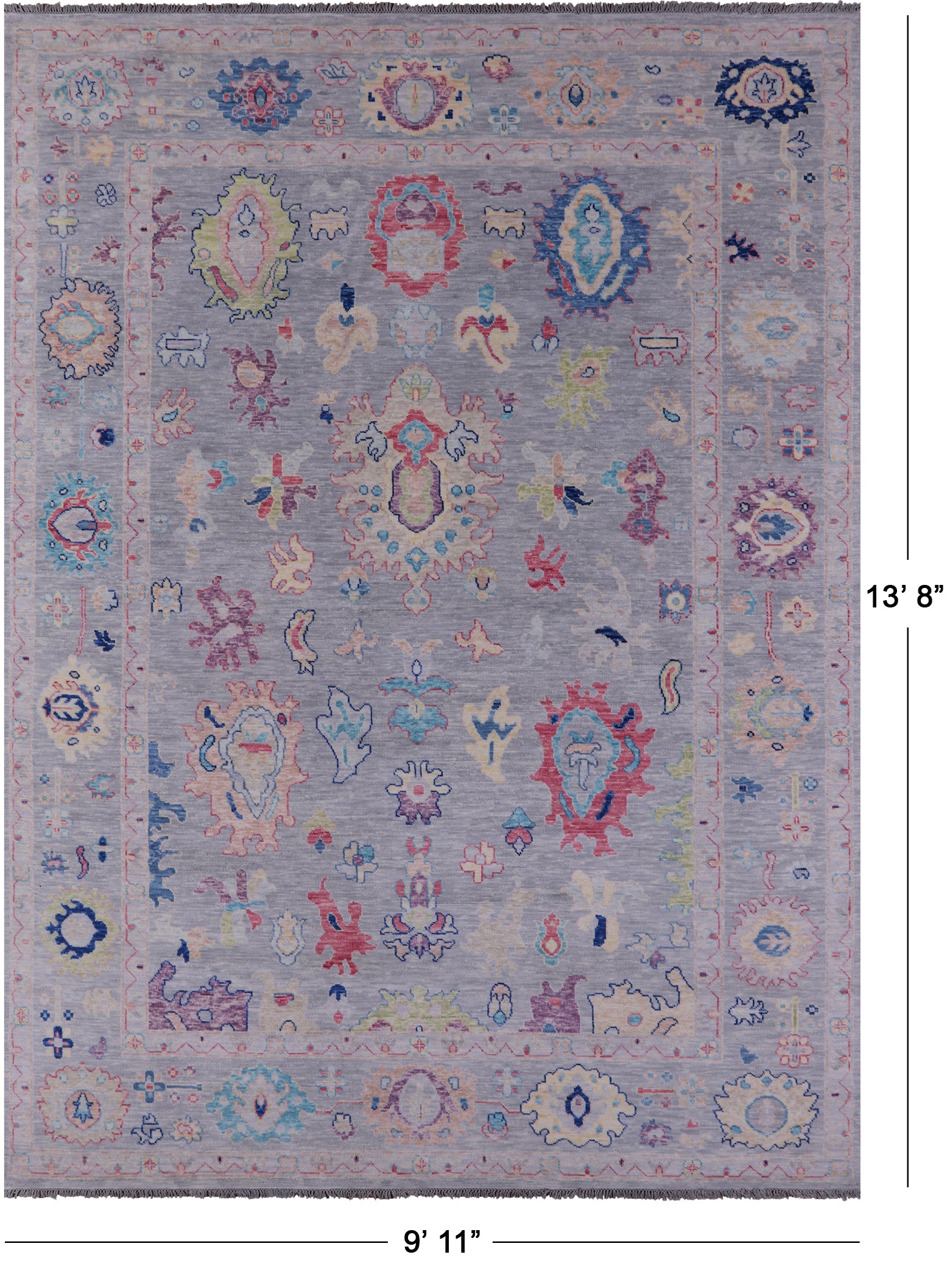 Grey Turkish Oushak Hand Knotted Wool Rug - 9' 11" X 13' 8" - Golden Nile