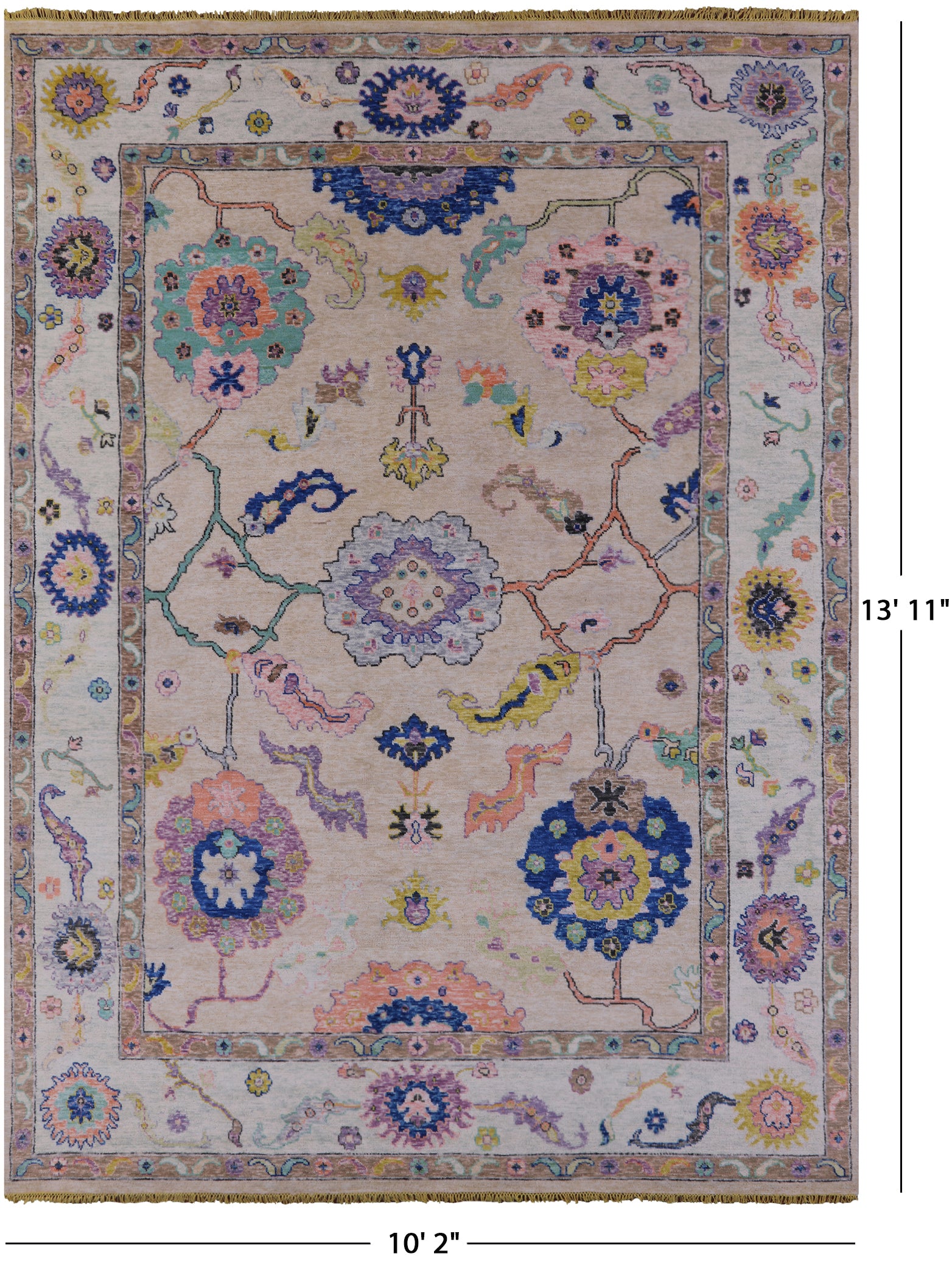 Turkish Oushak Hand Knotted Wool Rug - 10' 2" X 13' 11" - Golden Nile