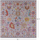 Grey Square Turkish Oushak Hand Knotted Wool Rug - 10' 1" X 10' 3" - Golden Nile