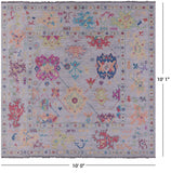 Grey Square Turkish Oushak Hand Knotted Wool Rug - 10' 0" X 10' 1" - Golden Nile