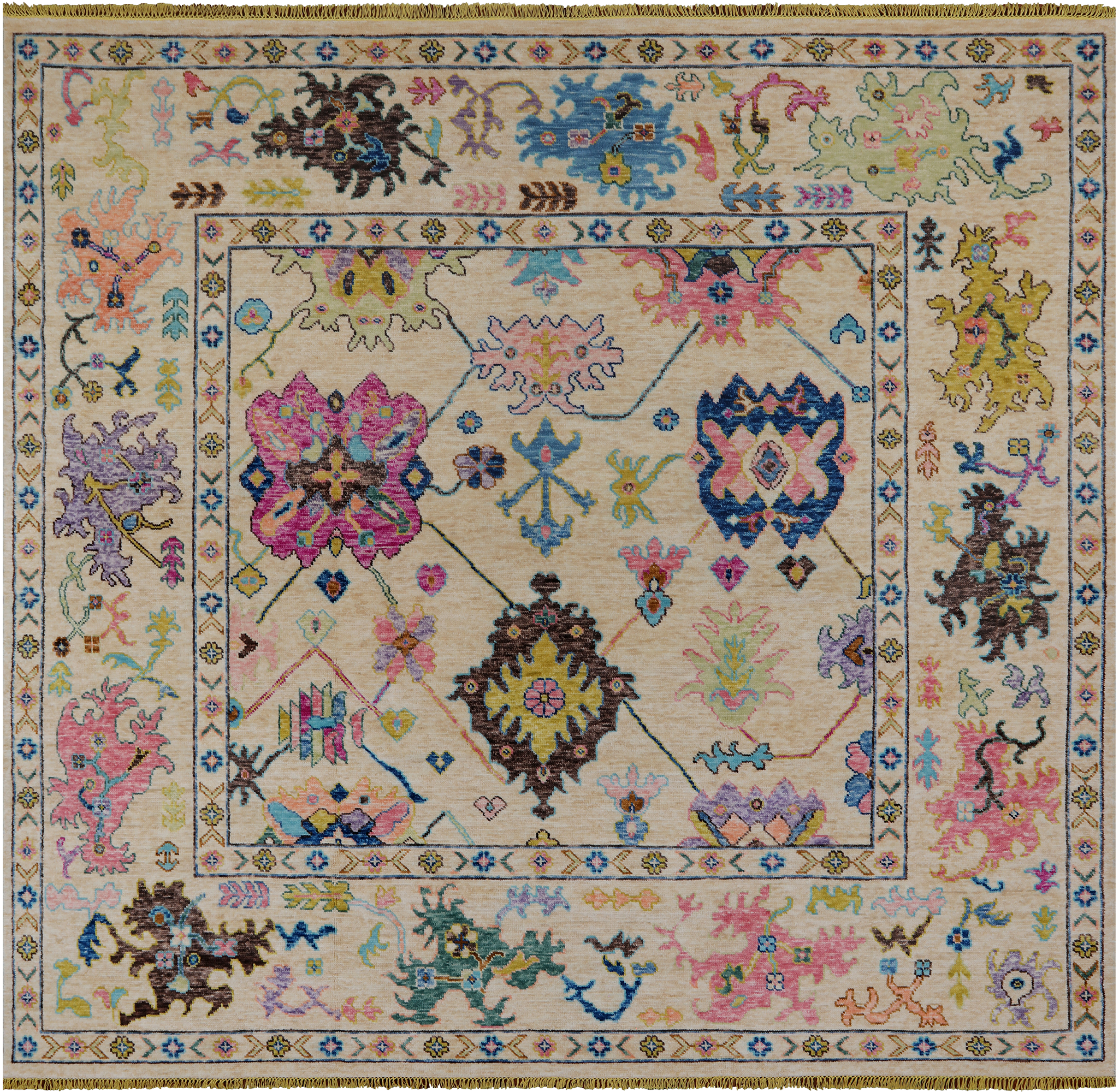 SUPER SALE Turkish Oushak Hand Knotted Wool Rug - 9' 9" X 10' 5"