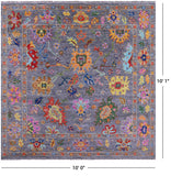 Grey Square Turkish Oushak Hand Knotted Wool Rug - 10' 0" X 10' 1" - Golden Nile