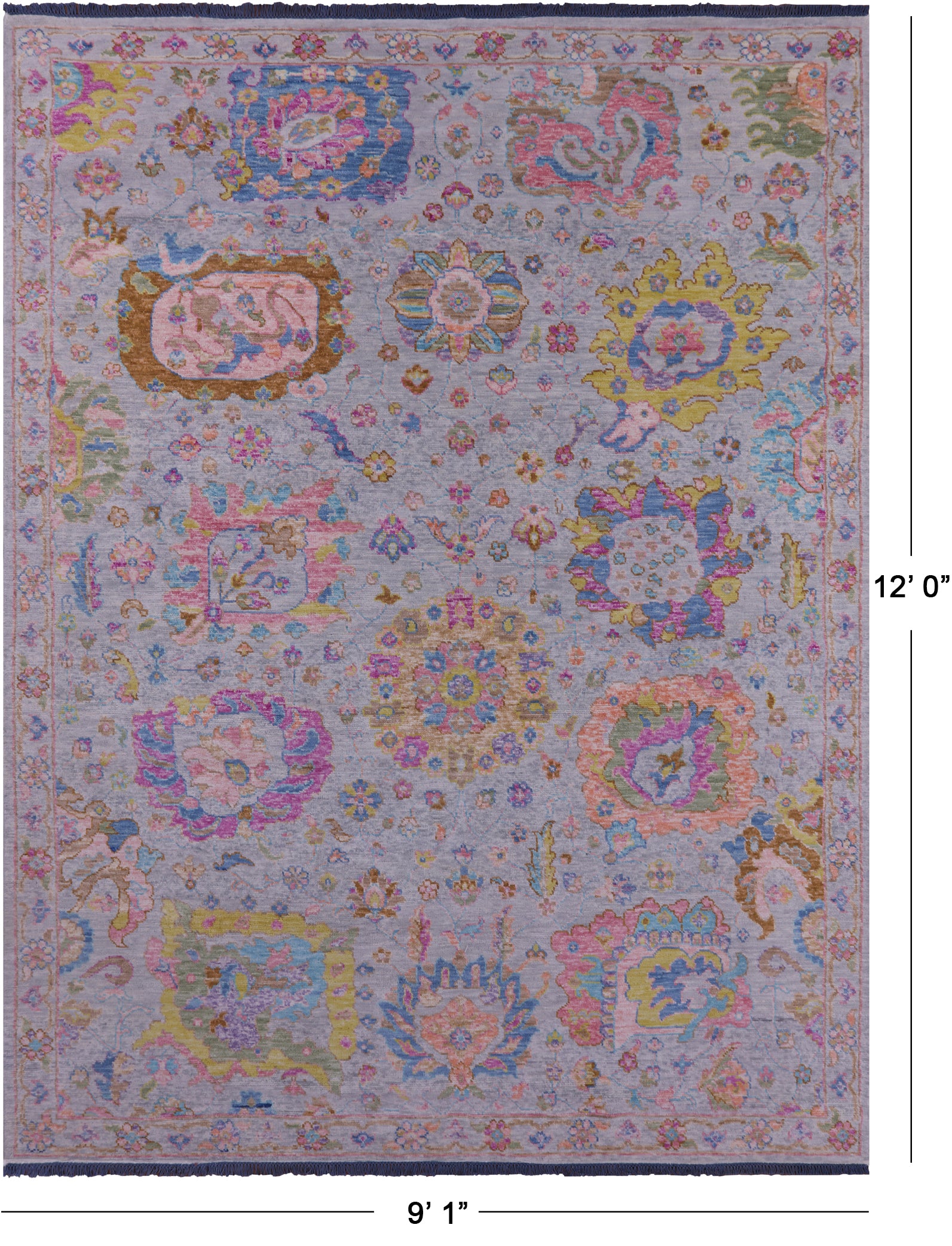 Grey Turkish Oushak Hand Knotted Wool Rug - 9' 1" X 12' 0" - Golden Nile