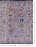 Light Blue Turkish Oushak Hand Knotted Wool Rug - 9' 1" X 12' 1" - Golden Nile