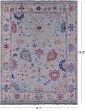 Light Blue Turkish Oushak Hand Knotted Wool Rug - 9' 1" X 12' 0" - Golden Nile