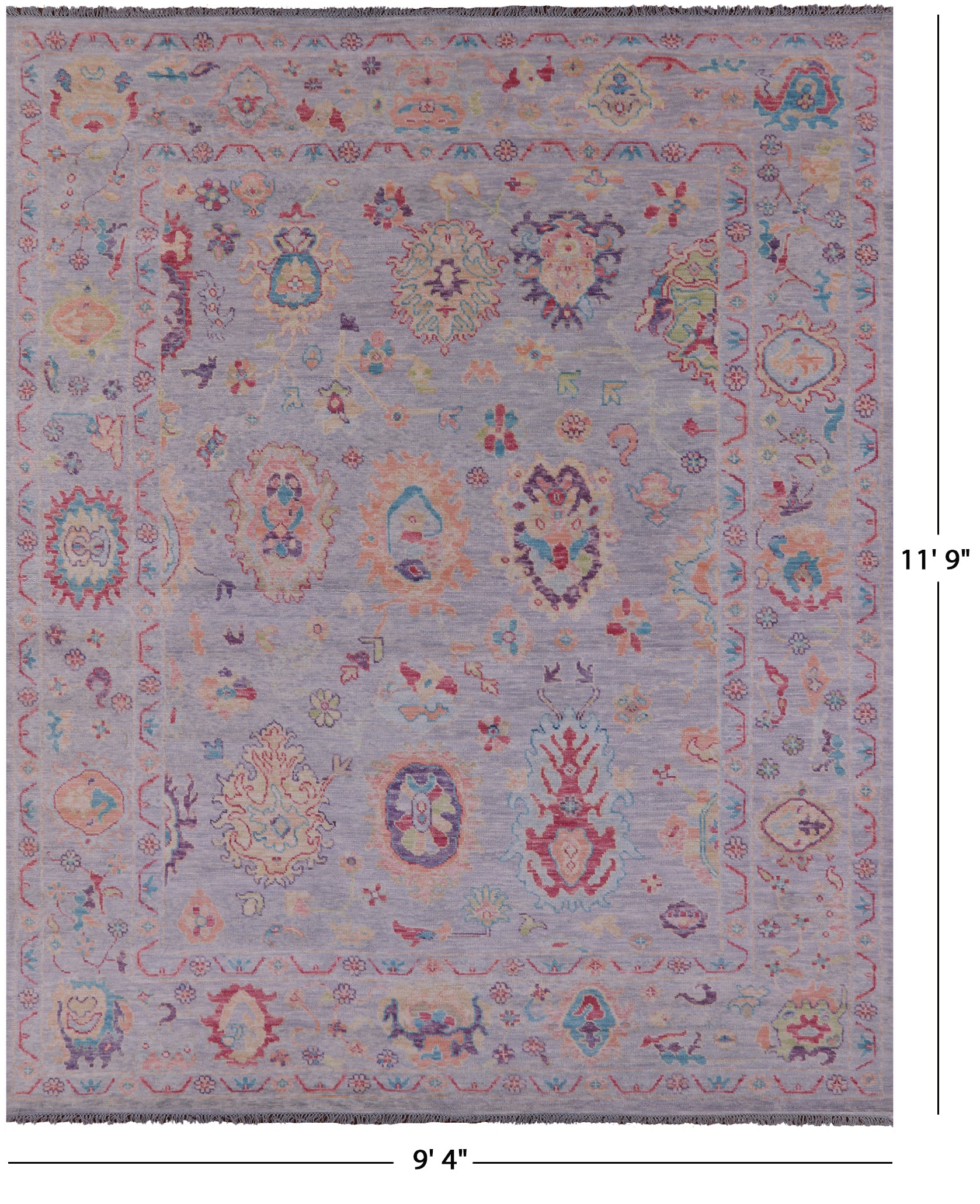 Grey Turkish Oushak Hand Knotted Wool Rug - 9' 4" X 11' 9" - Golden Nile